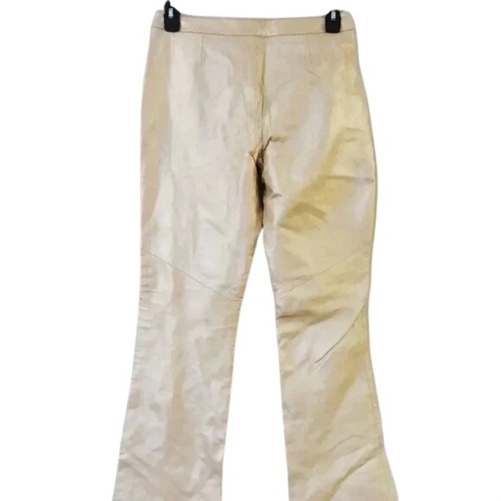 Margaret Godfrey Champagne Metallic Leather Straight Leg Pants Size 8 Gold - Picture 6 of 10